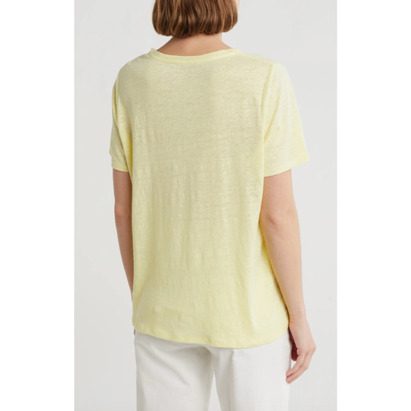 Eileen Fisher Crewneck Short Sleeve Organic Linen Tee Shirt Citrus XXS NWT - Picture 2 of 9
